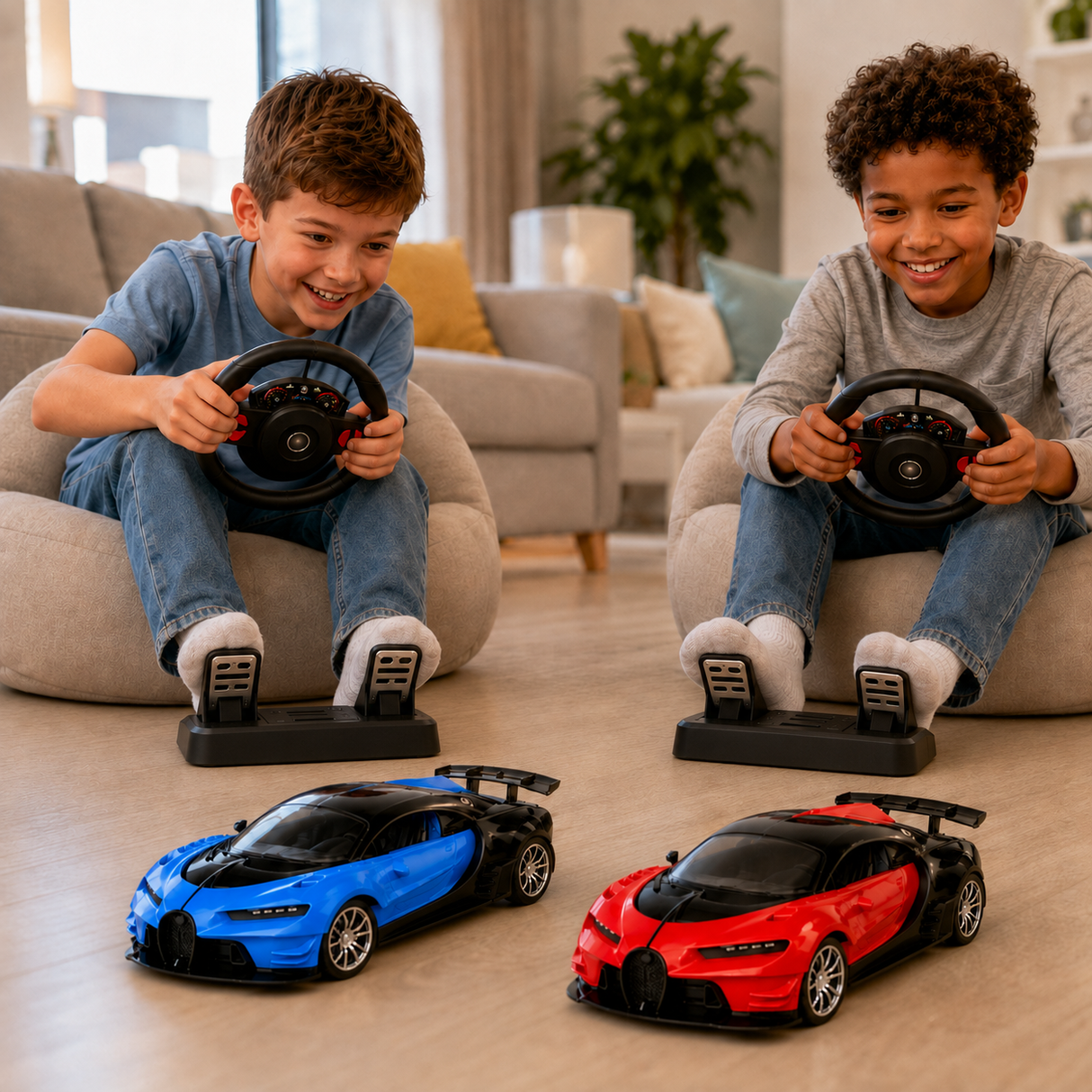 Masina RC Tip Supercar pentru Copii, Scara 1:16, cu Volan si Pedale, Simulator de Condus, Functii Interactive