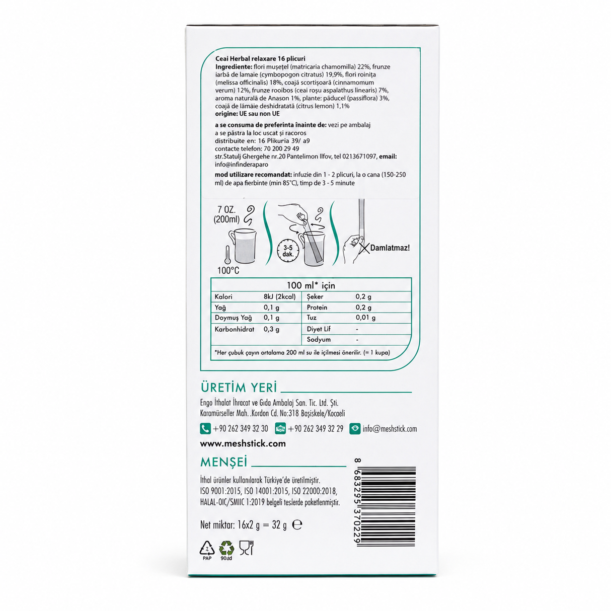 Mesh Ceai Herbal Relaxare 16 Plicuri