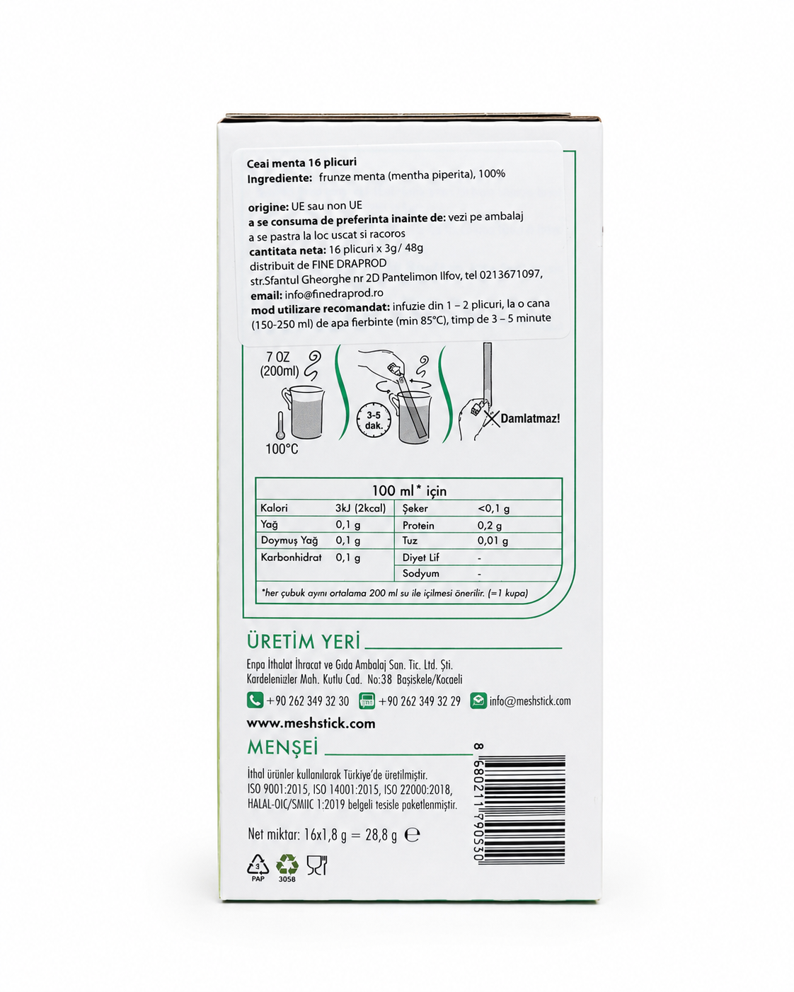 Mesh Ceai de Menta 16 Plicuri