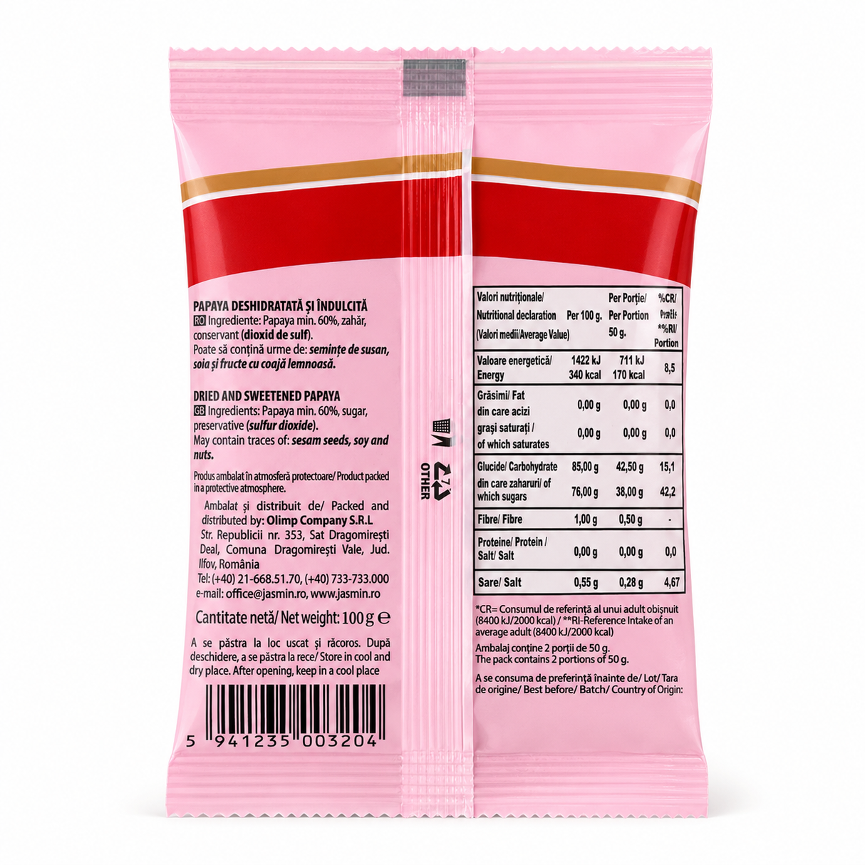 Jasmin Papaya Confiata Cuburi 100 g