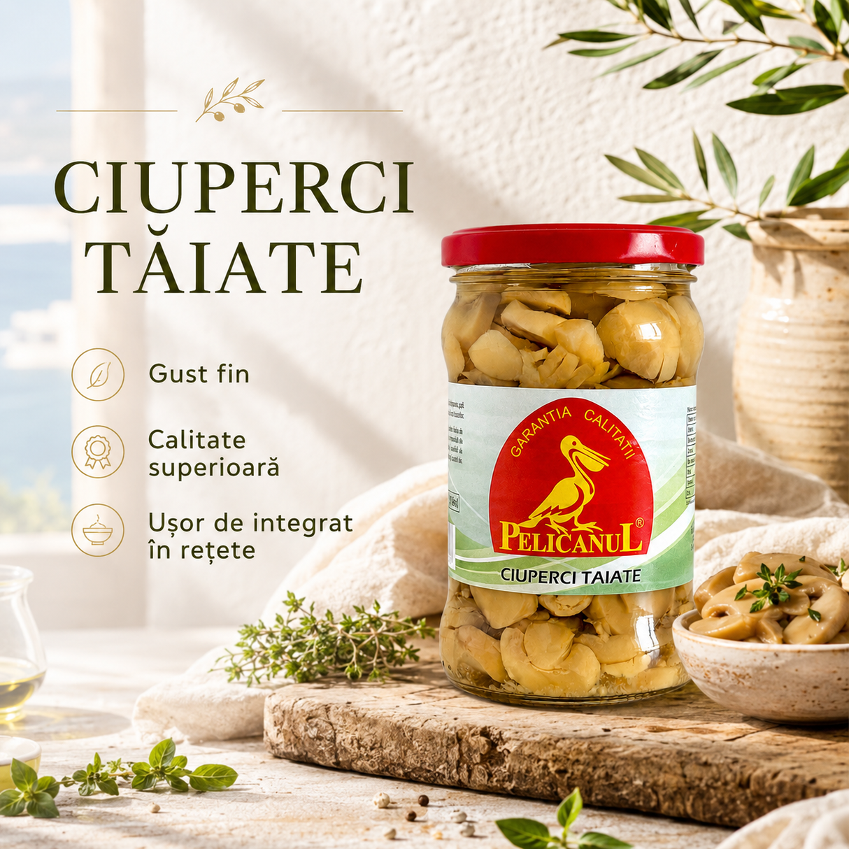 Pelicanul Ciuperci Taiate 280 g