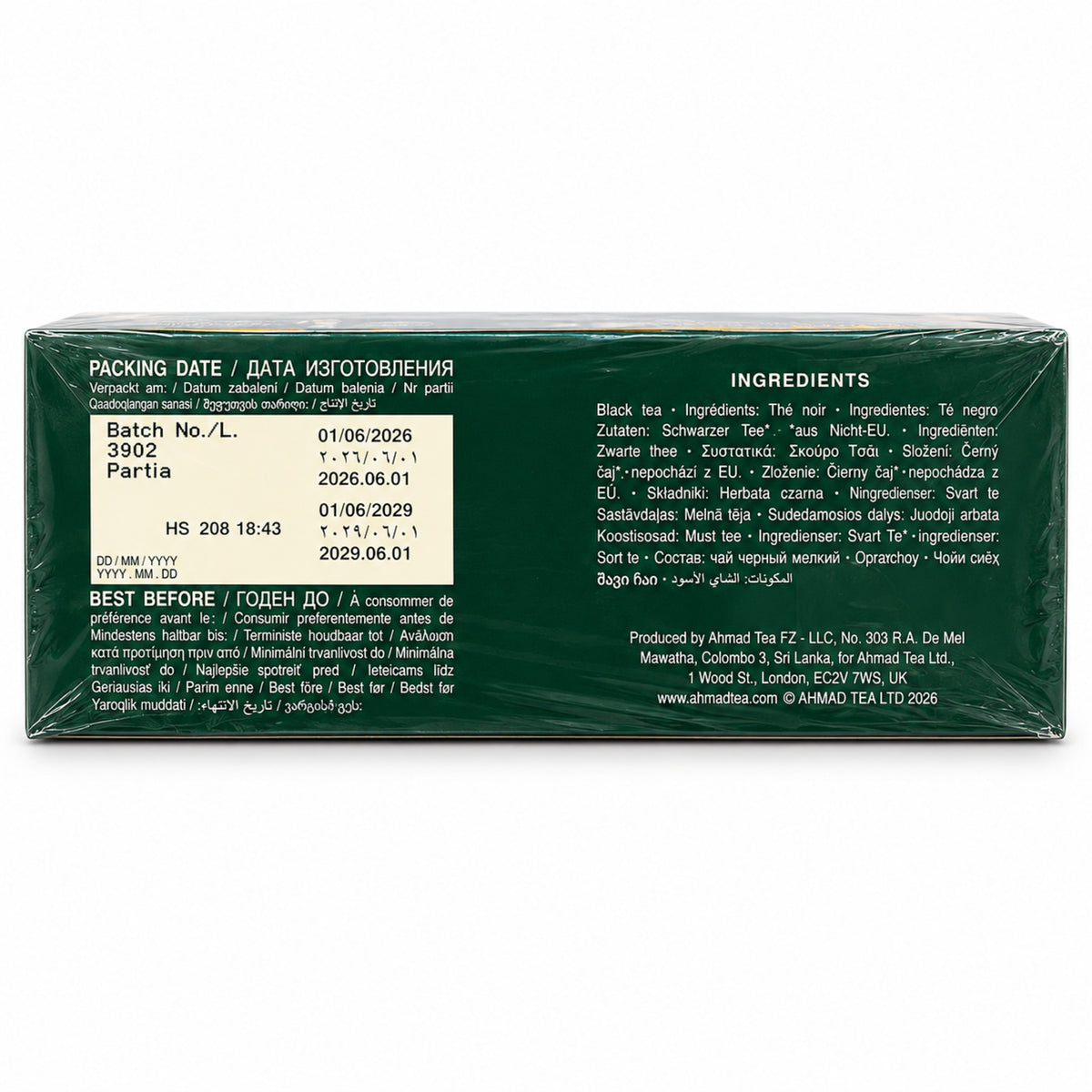 Ceai Ahmad Tea English Breakfast – ingrediente ceai negru, fabricat în Sri Lanka și termen 01.06.2029