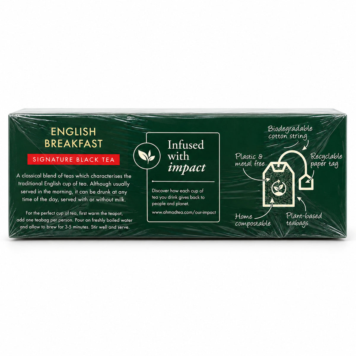 Ahmad Tea English Breakfast – instrucțiuni pentru preparare 3–5 minute și detalii despre plicuri