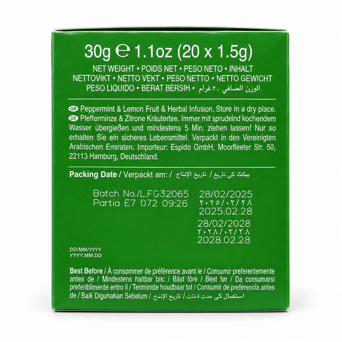 Ahmad Tea 20 plicuri 30 g – informații de ambalaj