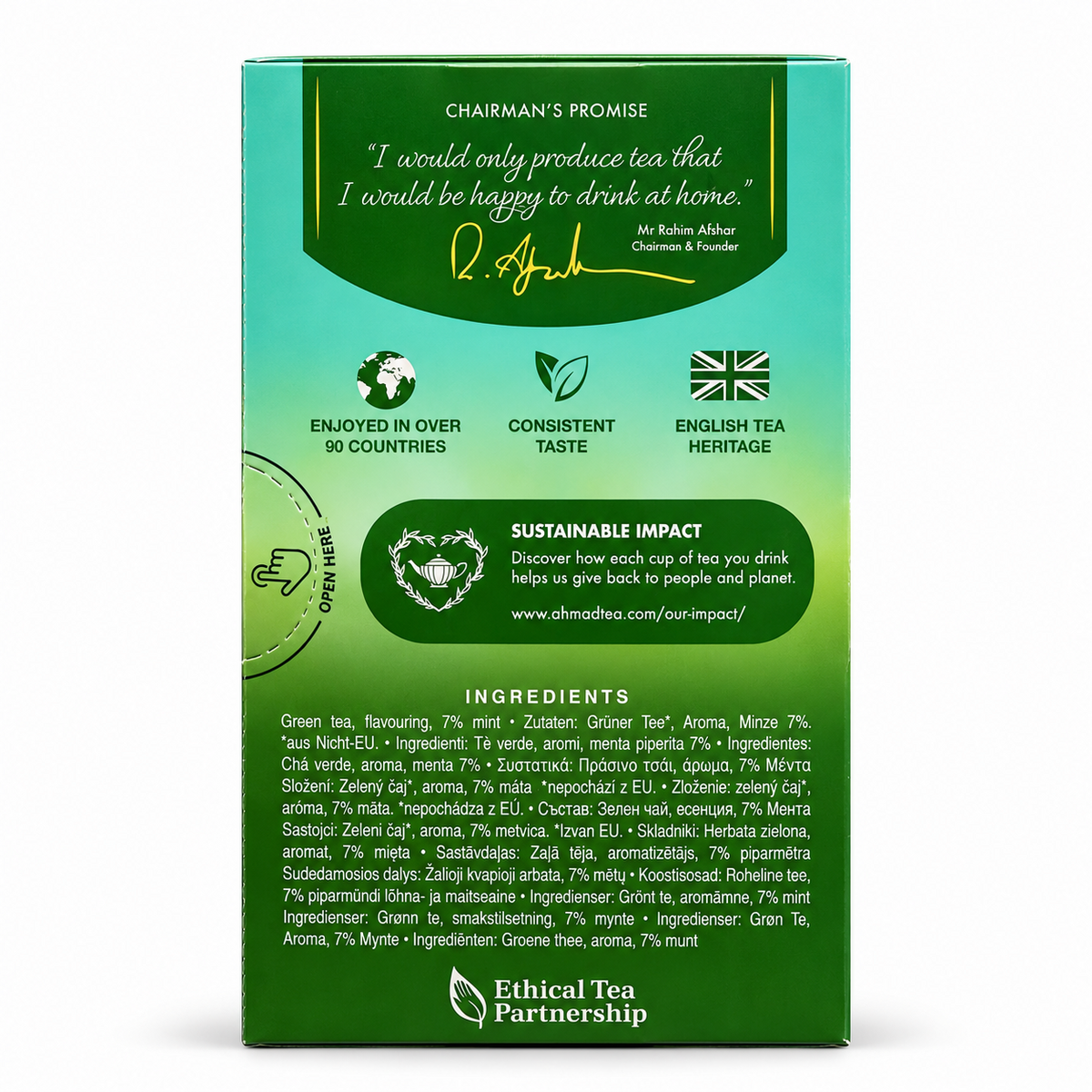 Ahmad Tea Mint Green Tea – ingrediente ceai verde, aromă, mentă 7%