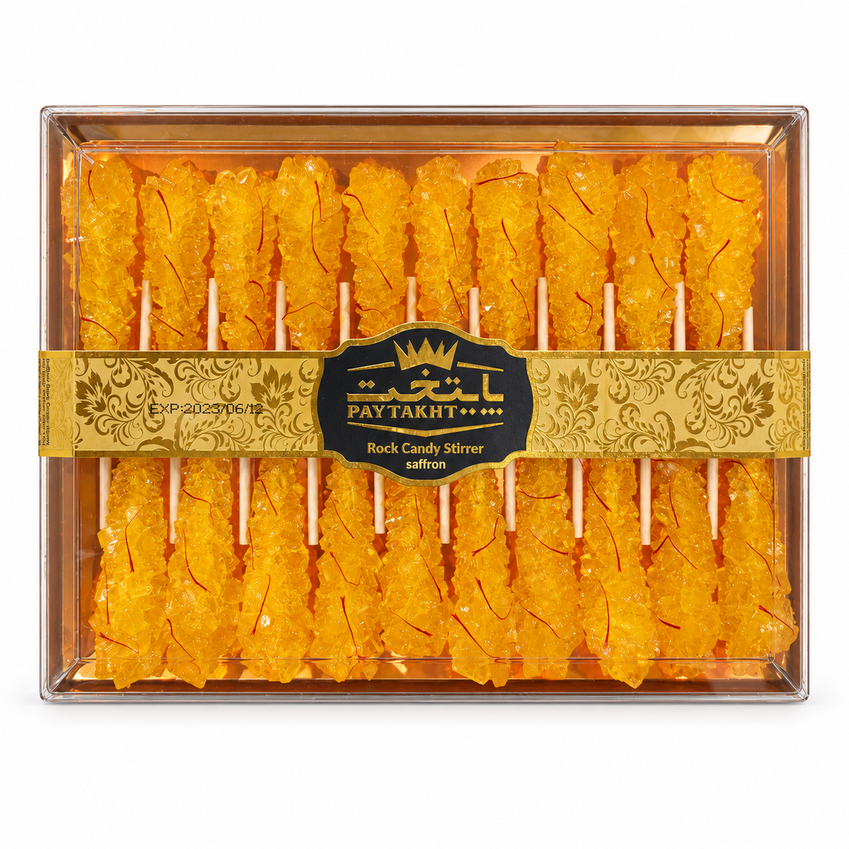 Paytakht Zahăr Candel cu Șofran 300 g – cristale de zahăr cu șofran pe bețișoare
