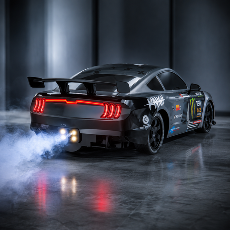 Masina RC Drift pentru Copii, Scara 1:16, 20 km/h, Lumini LED, Efect de Fum, Telecomanda, Gri/Albastru
