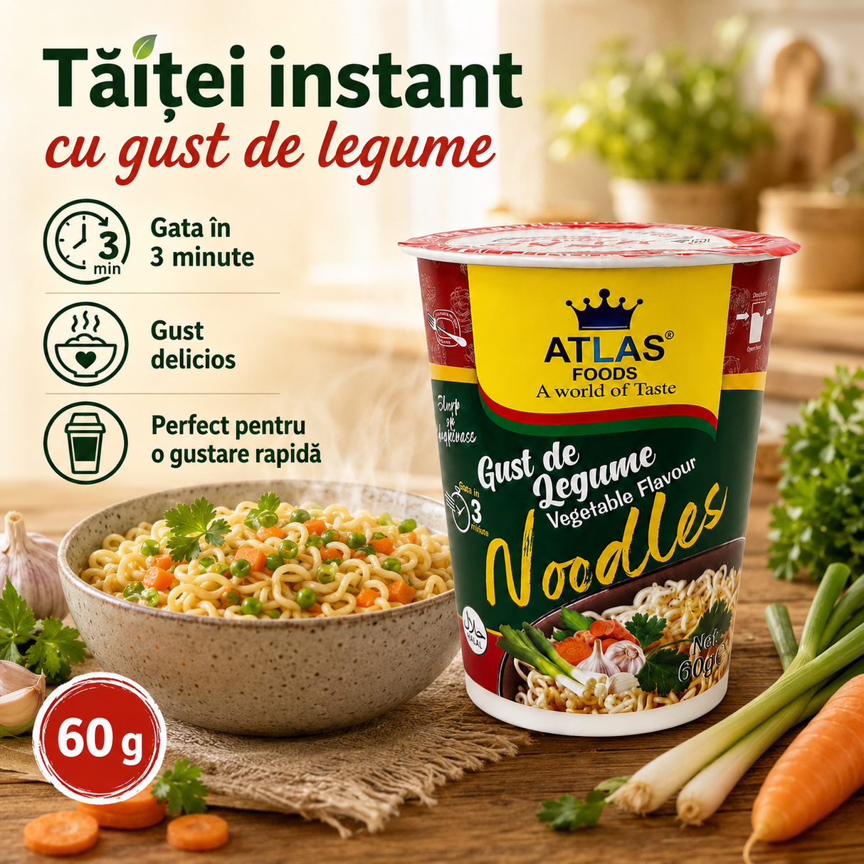 Atlas Foods Noodles Gust de Legume 60 g
