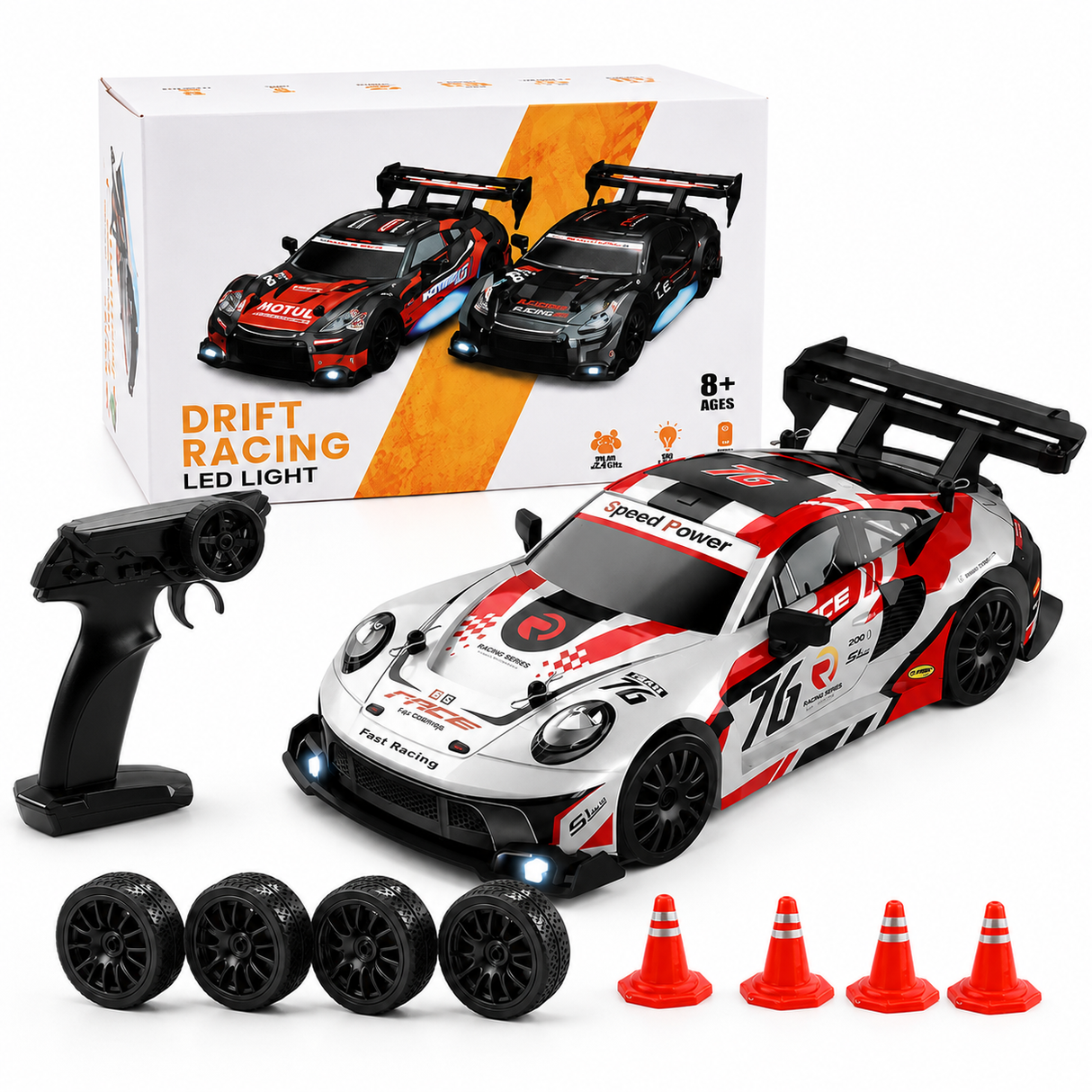 Masina RC 4WD Tip Coupe Sport, Scara 1:24, 2 Seturi de Anvelope, Telecomanda