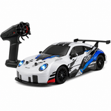 Masina RC Drift pentru Copii, Scara 1:24, Tractiune Integrala, Telecomanda 2.4 GHz, 2 Seturi de Anvelope Speed & Drift, Obstacole si Acumulator Incluse, Albastru (Copy)