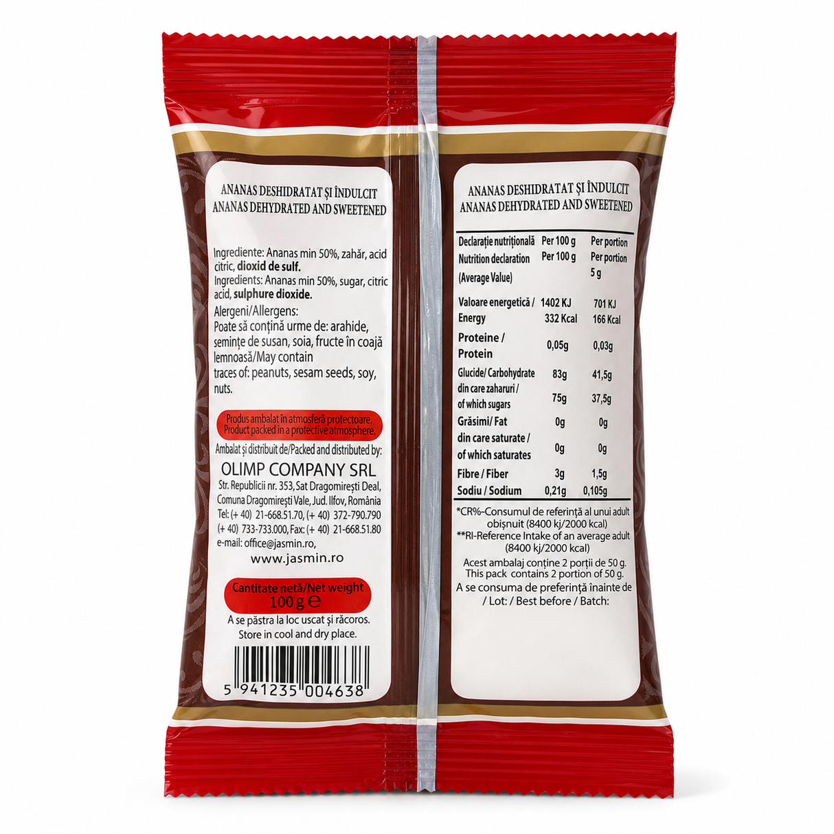 Jasmin Ananas Confiat Cuburi 100 g