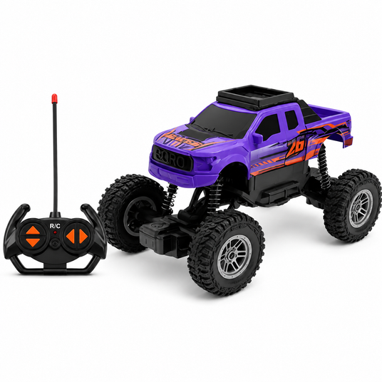 Masina RC Monster Truck Off-Road pentru Copii, Scara 1:16, 10 km/h, Suspensii, Telecomanda, Acumulator Inclus, Mov