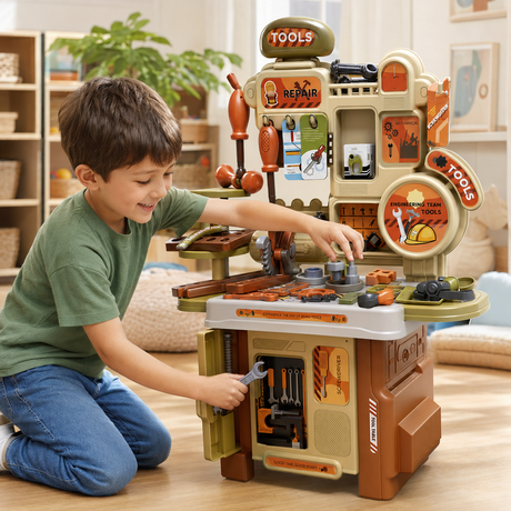Banc de Lucru Pentru Copii, Set de Bricolaj cu 53 de Piese