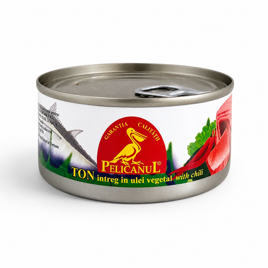 Pelicanul Ton Intreg In Ulei Vegetal cu Chili 160 g
