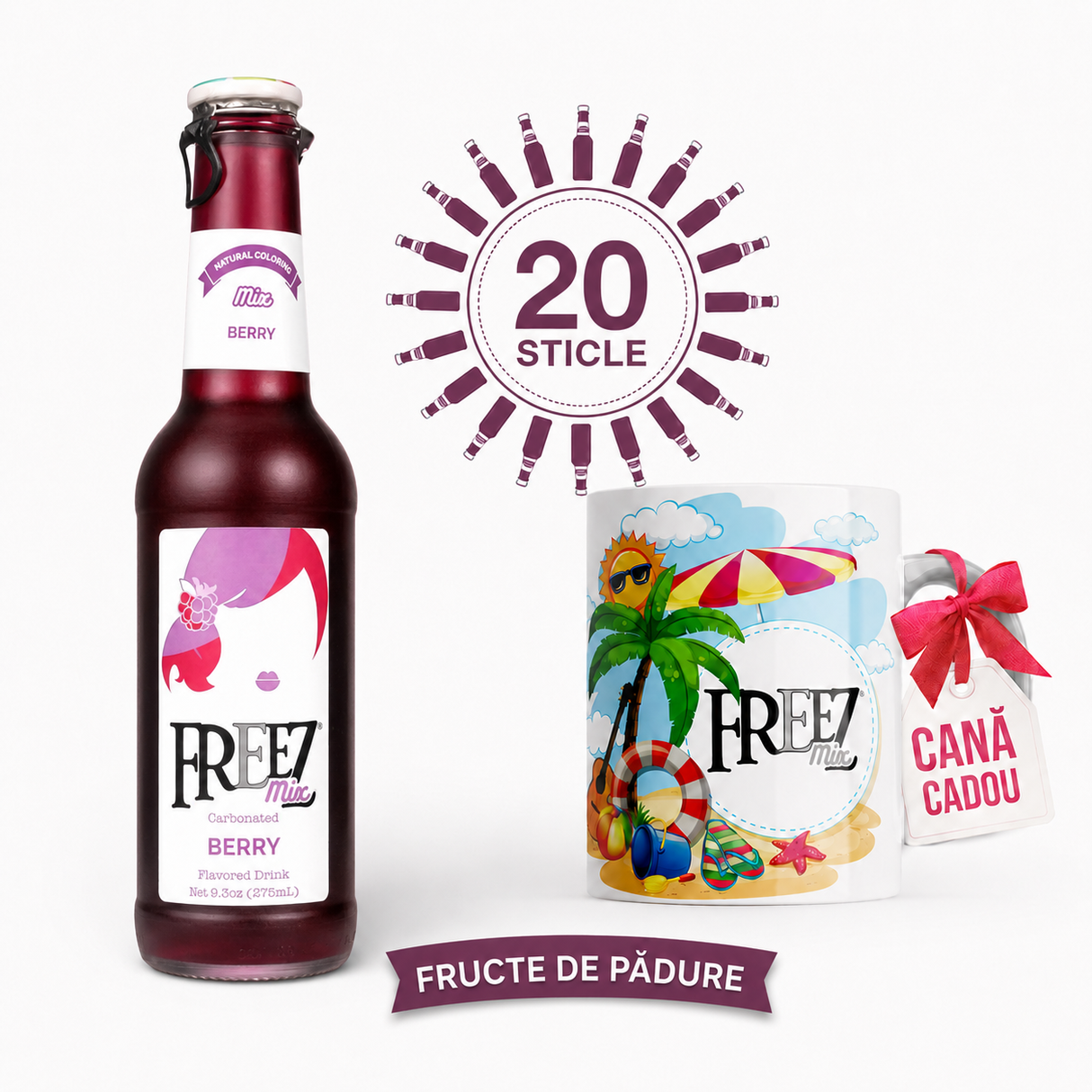 Freez Mix Fructe De Padure - Pachet Promo Cu Cana (20 sticle x 275 ml)