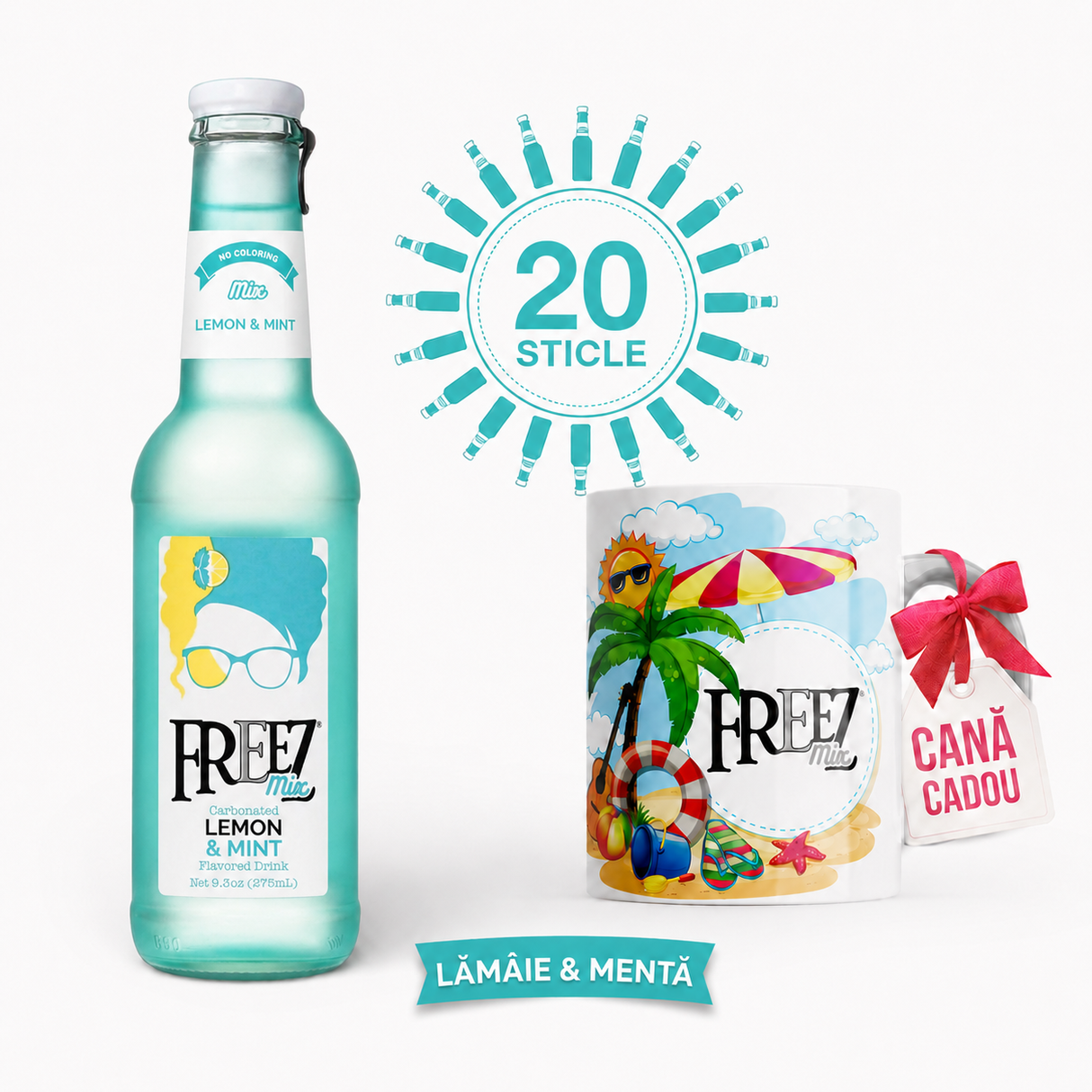 Freez Mix Lamaie Si Menta - Pachet Promo Cu Cana (20 sticle x 275 ml)
