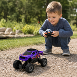 Masina RC Monster Truck Off-Road pentru Copii, Scara 1:16, 10 km/h, Suspensii, Telecomanda, Acumulator Inclus, Mov
