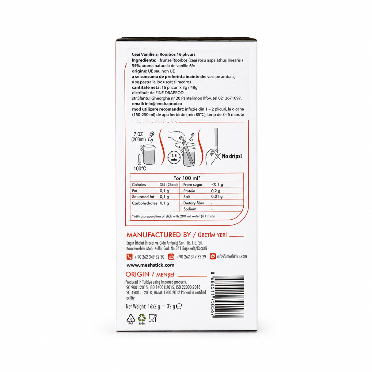 Mesh Ceai de Vanilie si Rooibos 16 Plicuri