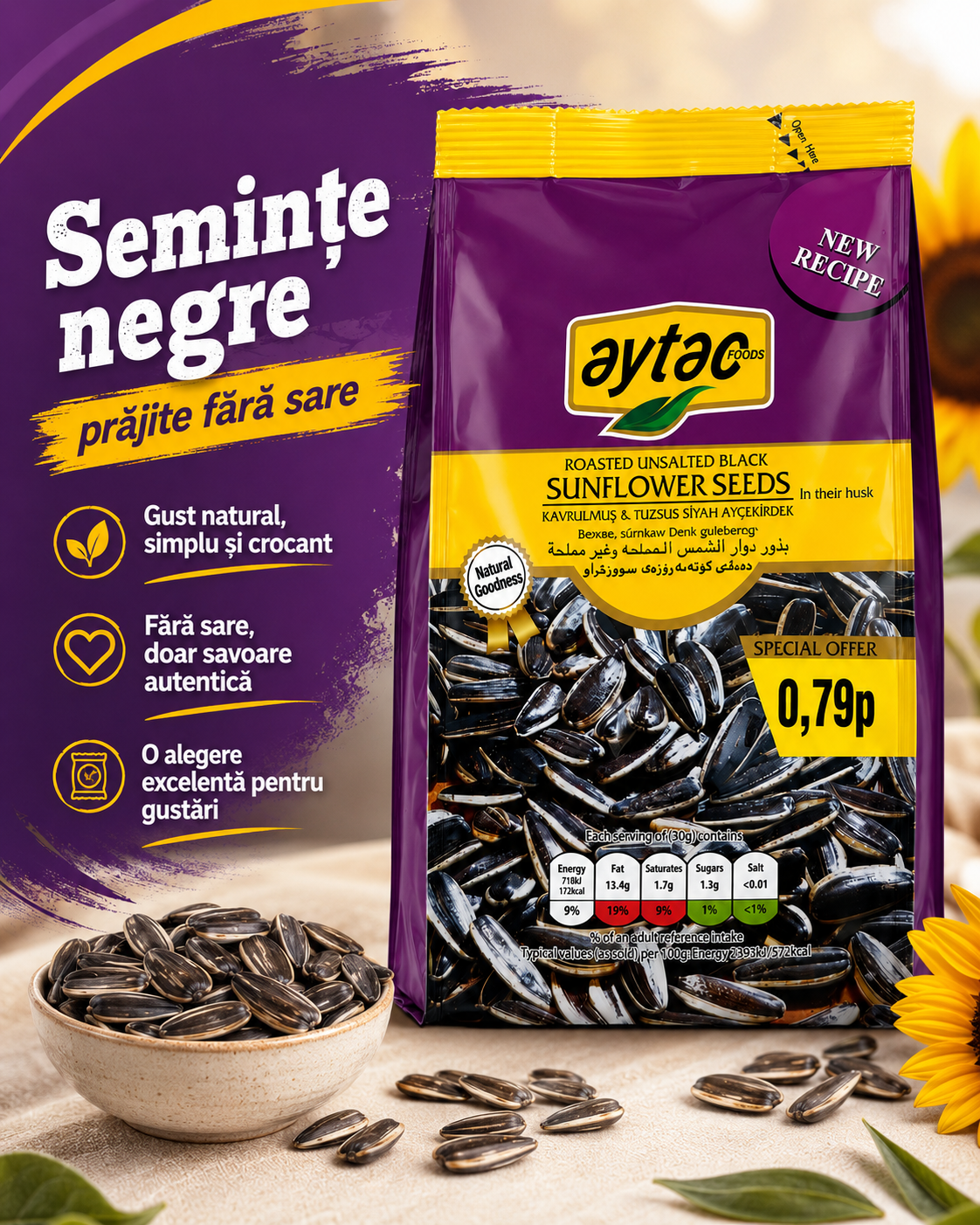 Aytac Seminte de Floarea-Soarelui Prajite 100 g