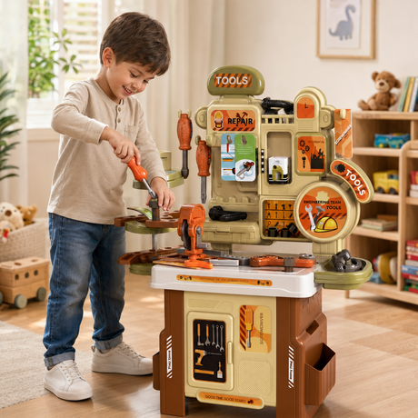 Banc de Lucru Pentru Copii, Set de Bricolaj cu 53 de Piese