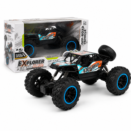 Masina RC Off-Road pentru Copii cu Telecomanda 2.4 GHz, Anvelope Mari din Cauciuc si Baterie Reincarcabila, Negru