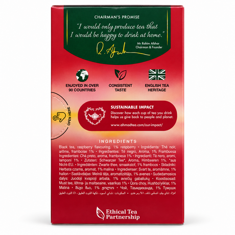 Ingrediente ceai Ahmad Tea Raspberry Indulgence cu zmeură