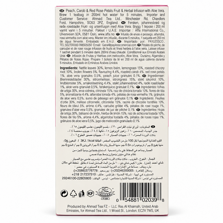 Eticheta cu lista de ingrediente și metoda de preparare pentru Ahmad Beauty