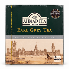 Ceai Ahmad Tea Earl Grey cu bergamotă, 100 plicuri a 2 g – ambalaj față