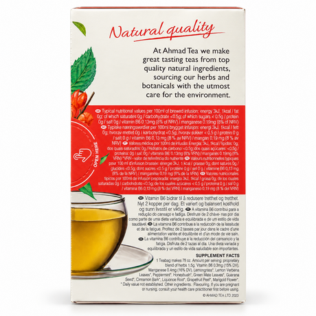 Ahmad Tea Energy – valori nutriționale și informații vitamina B6