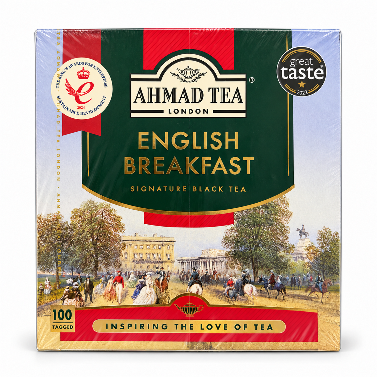 Ceai negru Ahmad Tea English Breakfast, 100 de plicuri x 2 g (200 g), cutie față