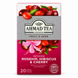 Ceai Ahmad Tea măceșe, hibiscus și cireșe, 20 plicuri, 40 g – fața cutiei