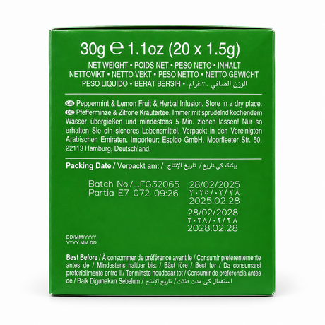 Ahmad Tea 20 plicuri 30 g – informații de ambalaj
