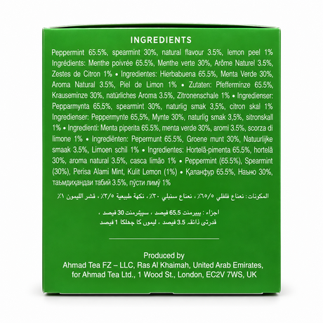Ingrediente ceai Ahmad Tea Mentă și Lămâie