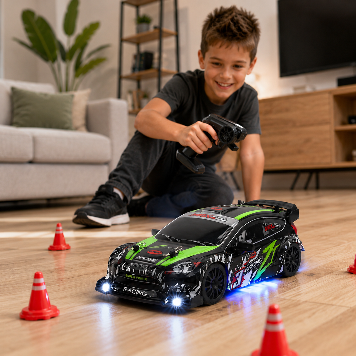 Masina RC Rally 4WD pentru Copii, Scara 1:24, 2 Seturi de Anvelope, Telecomanda