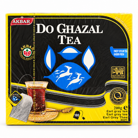 Ceai Akbar Do Ghazal Earl Grey, cutie 100 plicuri x 2 g, vedere frontală
