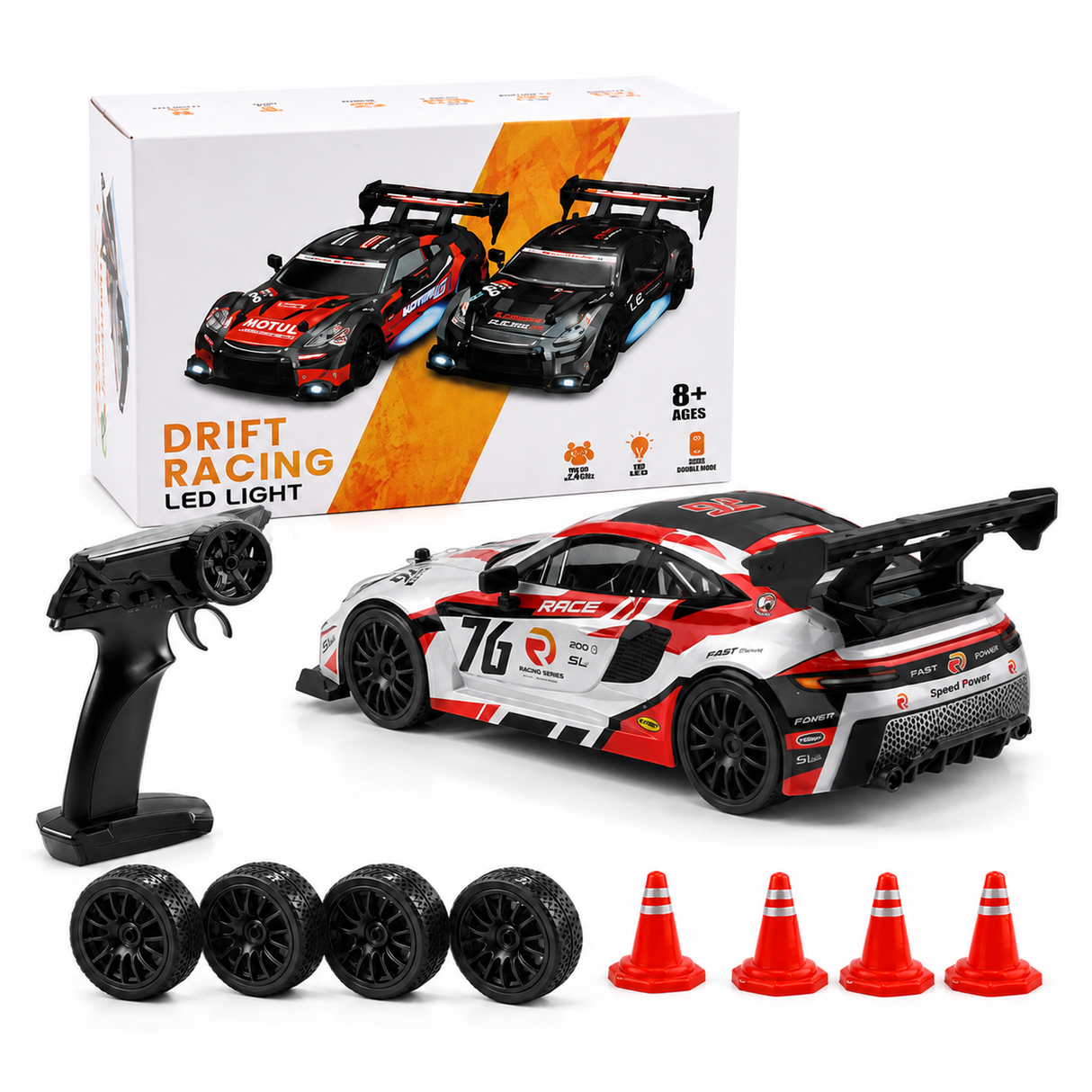 Masina RC 4WD Tip Coupe Sport, Scara 1:24, 2 Seturi de Anvelope, Telecomanda