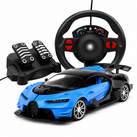 Masina RC Tip Supercar pentru Copii, Scara 1:16, cu Volan si Pedale, Simulator de Condus, Functii Interactive