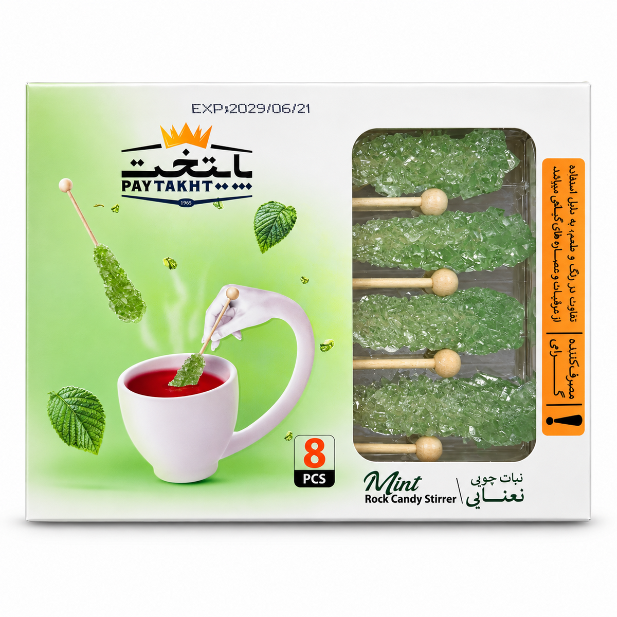 Paytakht Zahăr Candel cu Mentă 120 g – 8 bețișoare, imagine principală