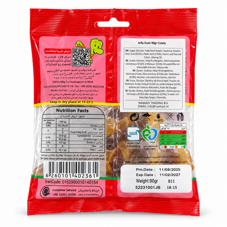 Shiba Colala 90 g – ingrediente și valori nutriționale pe ambalaj