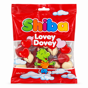 Shiba Lovey Dovey 90 g — bomboane gumate colorate în formă de inimă, față
